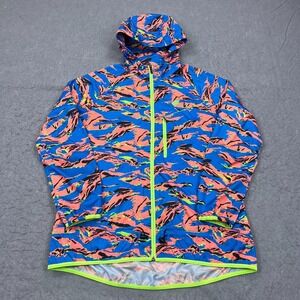 Nike Jacket Womens Large Colorful Camo Zip Up Hooded Trail Running Jacket 546390